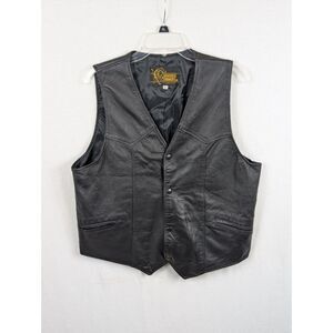 Vintage Branded Garments Inc. Lined Leather Motorcycle/Biker Vest Size 40